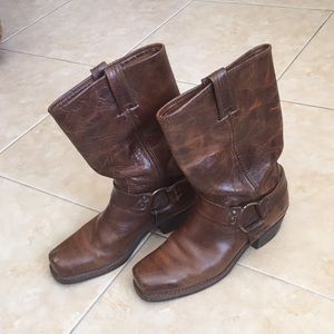 Frye Harness Brown Leather Boots sz 39